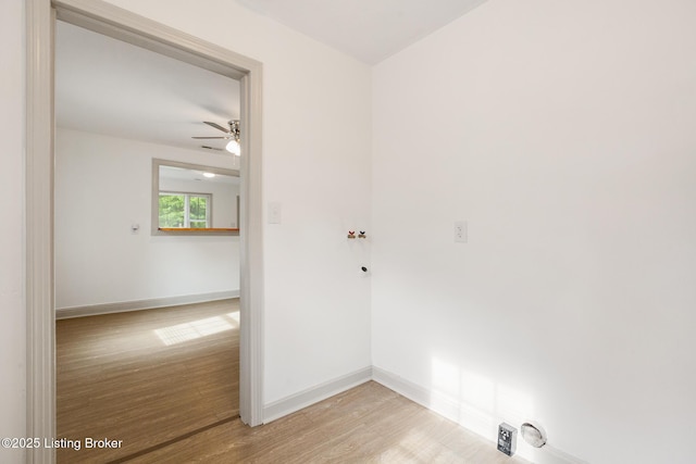 7802 Edna M Rd, Louisville, KY 40258 - laundry room with light wood-style floors, baseboards, and a ceiling fan