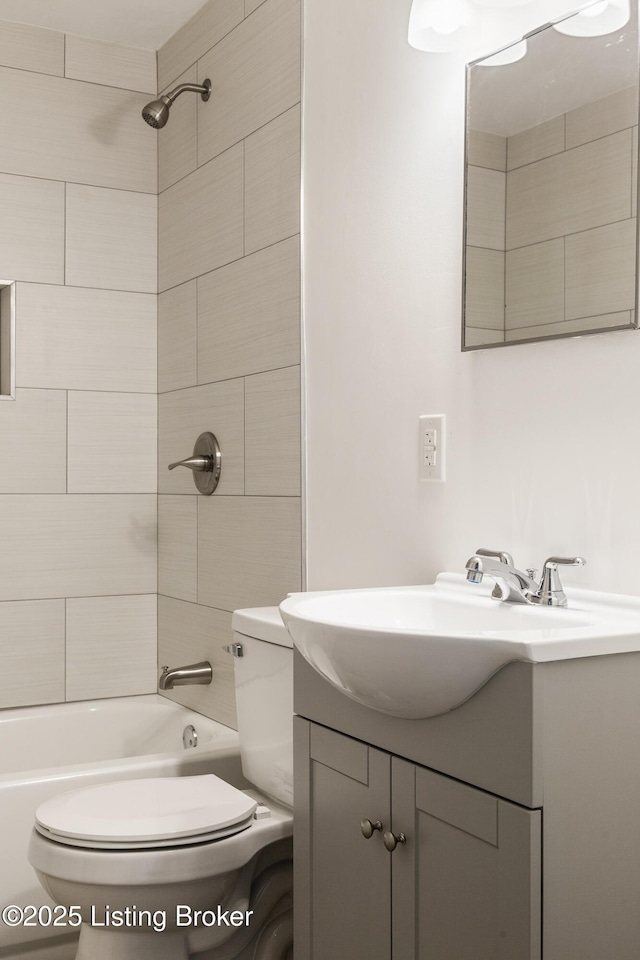 7802 Edna M Rd, Louisville, KY 40258 - bathroom with toilet, vanity, and shower / bath combination