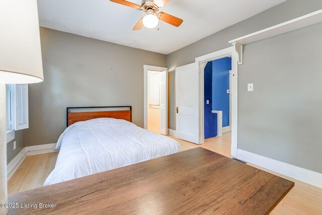 1830 Edgeland Ave, Louisville, KY 40204 - bedroom featuring baseboards, light wood-type flooring, and ceiling fan