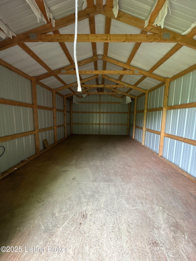 miscellaneous room with a garage and metal wall