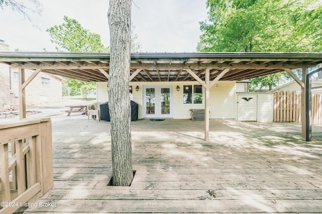 656 Hinton Hills Loop, Hardinsburg, KY 40143 - wooden terrace with french doors and fence