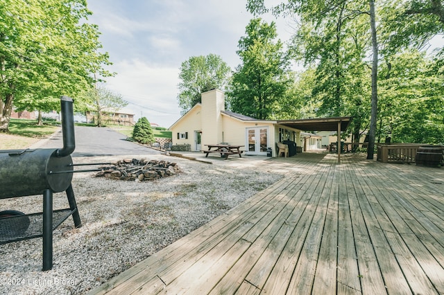 656 Hinton Hills Loop, Hardinsburg, KY 40143 - deck featuring french doors and an outdoor fire pit