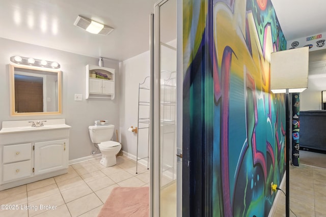 3745 Rosemont Blvd, Louisville, KY 40218 - bathroom with tile patterned floors, toilet, vanity, and baseboards