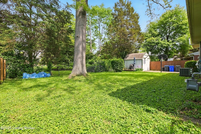 3745 Rosemont Blvd, Louisville, KY 40218 - view of yard featuring a shed, an outbuilding, and central air condition unit