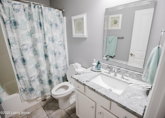 8812 Sanctuary Ln, Louisville, KY 40291 - full bath with tile patterned floors, toilet, shower / tub combo, and vanity