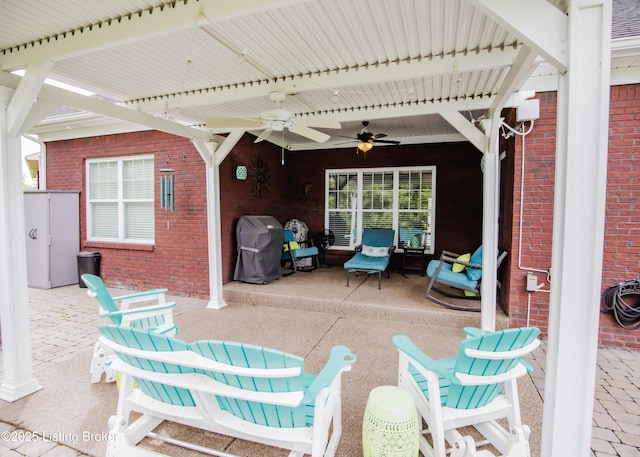 8812 Sanctuary Ln, Louisville, KY 40291 - view of patio / terrace with ceiling fan and a grill