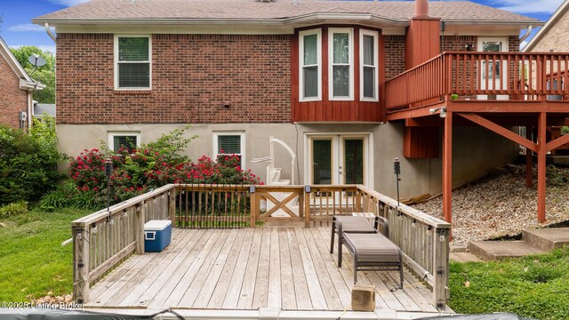 7208 Ridge Creek Rd, Louisville, KY 40291 - back of house with a deck, brick siding, and french doors