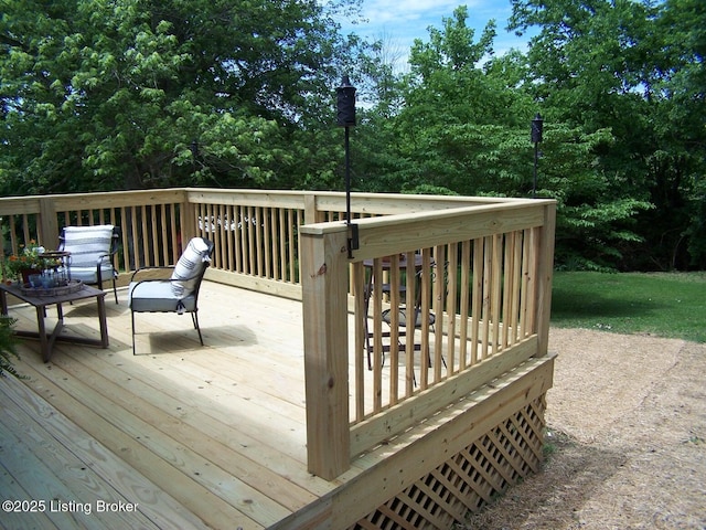 132 Goodloe Ave, Bloomfield, KY 40008 - deck with view of wooded area