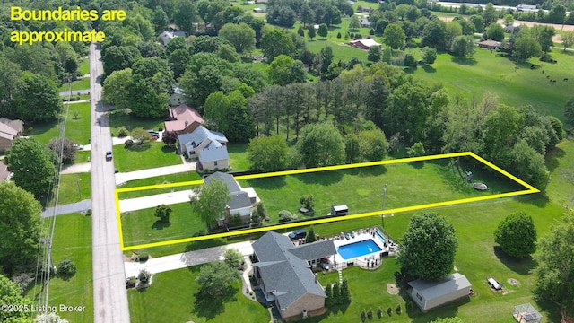 395 Poplar Trce, Elizabethtown, KY 42701 - aerial view of property's location with a pool and property boundaries highlighted