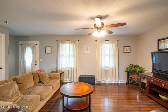 395 Poplar Trce, Elizabethtown, KY 42701 - living room with dark wood-style flooring, healthy amount of natural light, and ceiling fan