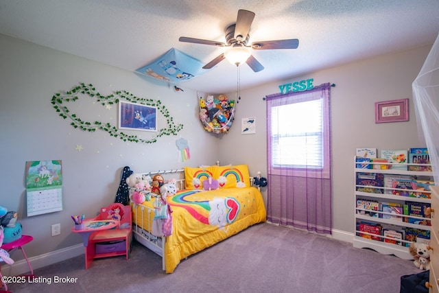 395 Poplar Trce, Elizabethtown, KY 42701 - bedroom featuring carpet floors, a ceiling fan, baseboards, and a textured ceiling