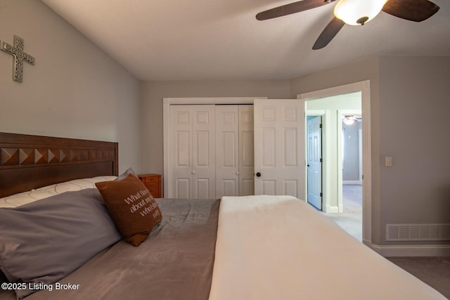 395 Poplar Trce, Elizabethtown, KY 42701 - bedroom featuring a closet, carpet floors, and a ceiling fan