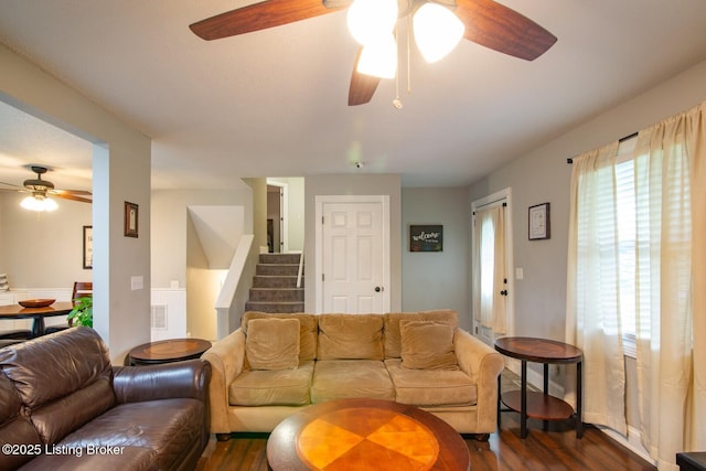 395 Poplar Trce, Elizabethtown, KY 42701 - living area with a ceiling fan, dark wood finished floors, and plenty of natural light