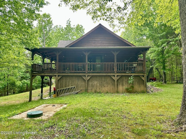 2212 Duff Rd, Leitchfield, KY 42754 - view of front facade featuring a front lawn and a wooden deck