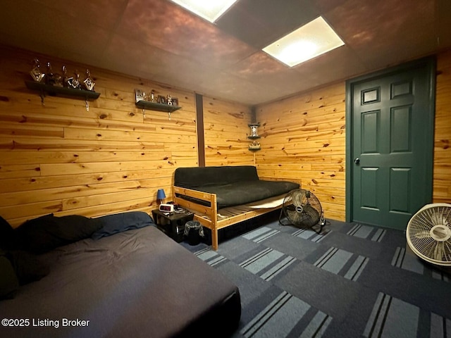 2212 Duff Rd, Leitchfield, KY 42754 - bedroom with carpet flooring and wood walls