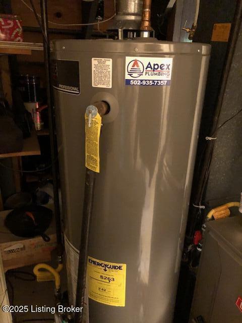 8907 Lakeridge Dr, Louisville, KY 40272 - utility room with gas water heater