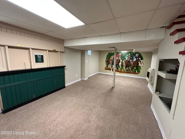 4908 Fielding Way, Louisville, KY 40216 - finished below grade area featuring carpet floors, a drop ceiling, baseboards, and heating unit