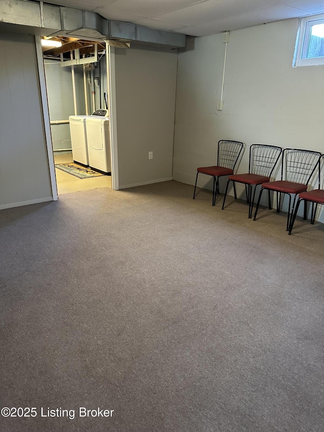 4908 Fielding Way, Louisville, KY 40216 - below grade area with washer and dryer, carpet floors, and baseboards