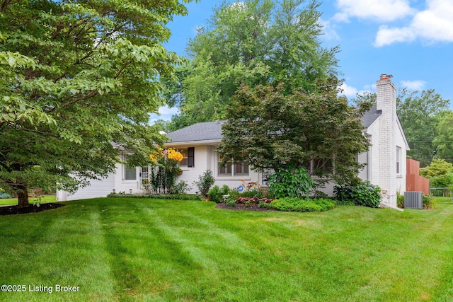 2804 Mayford Way, Louisville, KY 40220 - obstructed view of property with a front lawn, a chimney, and a shingled roof
