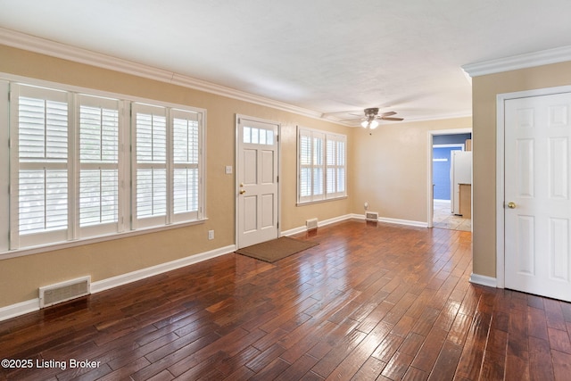 2804 Mayford Way, Louisville, KY 40220 - foyer featuring ornamental molding, ceiling fan, and dark wood-type flooring