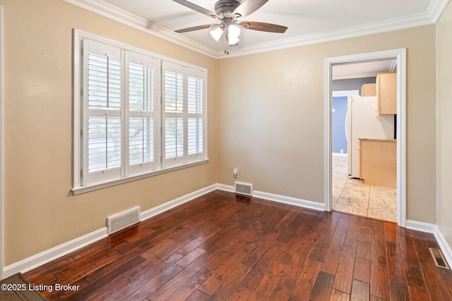 2804 Mayford Way, Louisville, KY 40220 - spare room featuring dark wood finished floors, a ceiling fan, and ornamental molding
