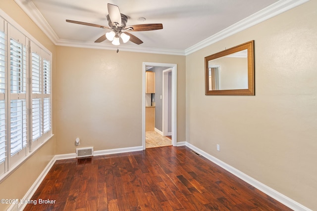 2804 Mayford Way, Louisville, KY 40220 - spare room featuring a ceiling fan, wood finished floors, ornamental molding, and plenty of natural light