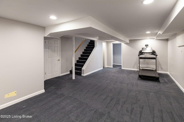 2804 Mayford Way, Louisville, KY 40220 - workout room with dark colored carpet and recessed lighting