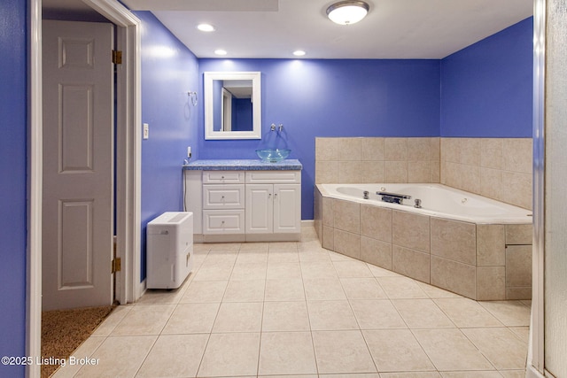 2804 Mayford Way, Louisville, KY 40220 - full bath featuring vanity, a bath, tile patterned floors, and recessed lighting