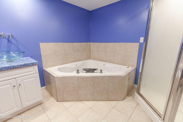 2804 Mayford Way, Louisville, KY 40220 - bathroom with a garden tub, vanity, tile patterned flooring, and a stall shower