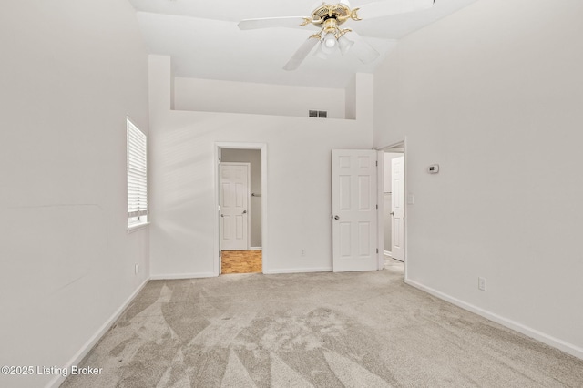10707 Hickory Cove Ct, Louisville, KY 40245 - carpeted empty room featuring ceiling fan, baseboards, and high vaulted ceiling