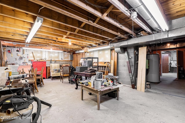 1309 S Buckeye Ln, Goshen, KY 40026 - unfinished basement featuring water heater and a workshop area