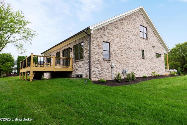 4227 Stilger Cir, Louisville, KY 40299 - back of house with a deck, a yard, and brick siding