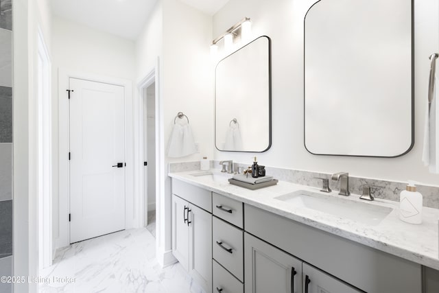4227 Stilger Cir, Louisville, KY 40299 - full bath with marble look tile flooring and double vanity