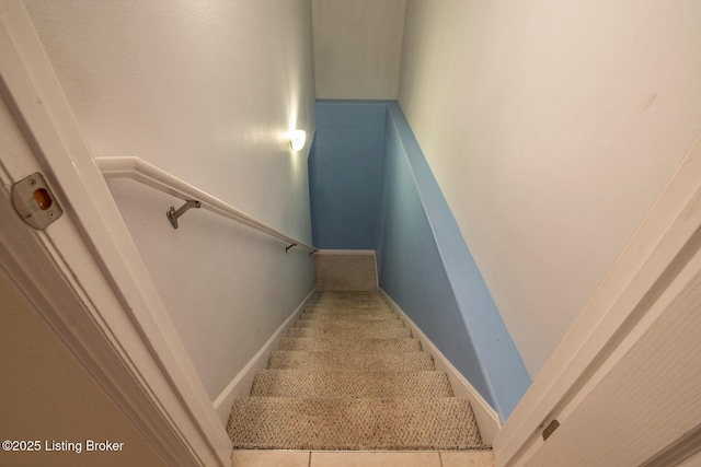 stairway with carpet flooring