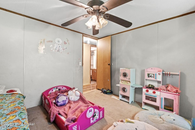 1115 Tilley Dr, Carrollton, KY 41008 - bedroom featuring ornamental molding, carpet, and a ceiling fan