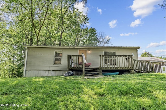1115 Tilley Dr, Carrollton, KY 41008 - view of front of house with a deck and a front lawn