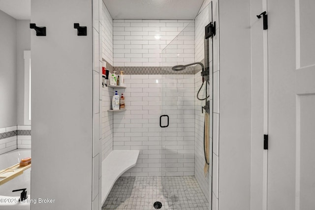 90 Glenn Eagle Rd, Brandenburg, KY 40108 - bathroom with a stall shower, a bath, and tile patterned floors