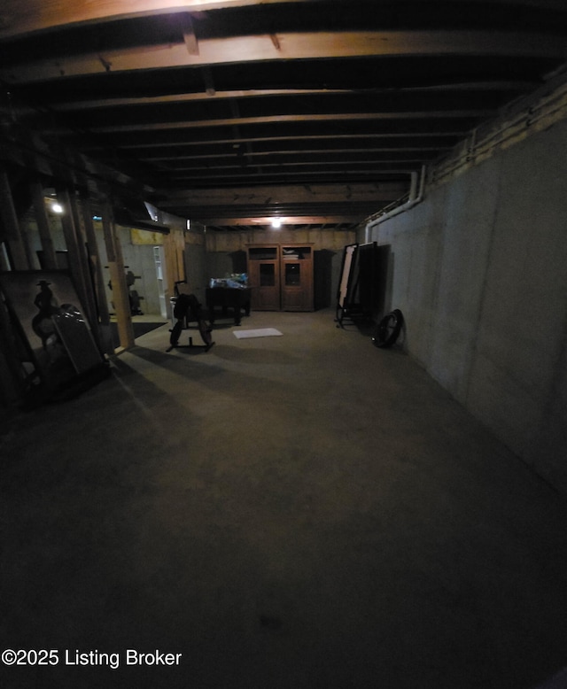 view of unfinished basement