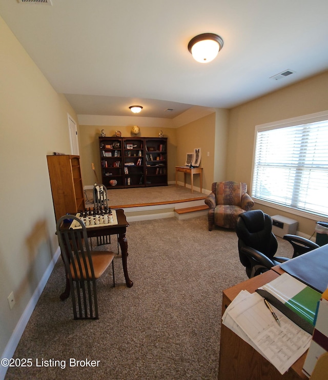 office area with carpet floors and baseboards
