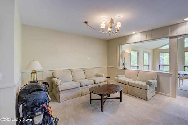 9113 Darley Dr, Louisville, KY 40241 - living room with carpet floors and a chandelier