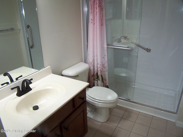 1411 Amberlin Ln, Louisville, KY 40245 - full bathroom with a stall shower, tile patterned flooring, toilet, and vanity