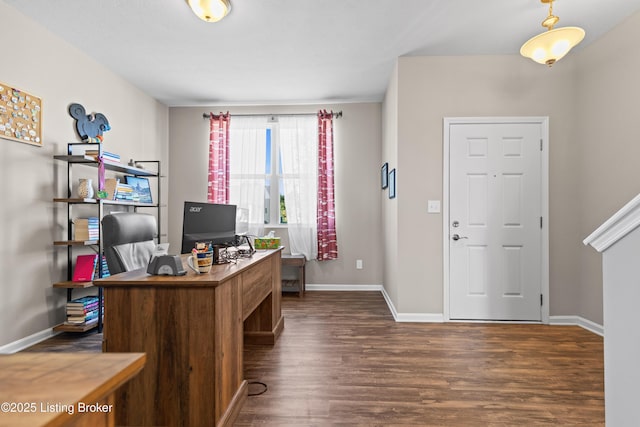 11888 Trottingham Cir, Louisville, KY 40299 - office area with dark wood-style flooring and baseboards