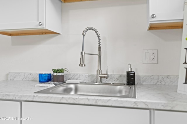 7605 Randy Ct, Louisville, KY 40258 - kitchen with a sink, white cabinetry, and light stone countertops