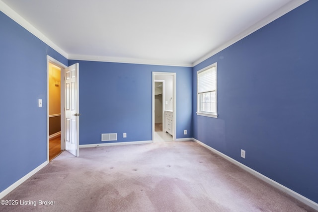 12100 Edenwood Dr, Louisville, KY 40243 - unfurnished bedroom featuring ornamental molding, baseboards, carpet flooring, and connected bathroom