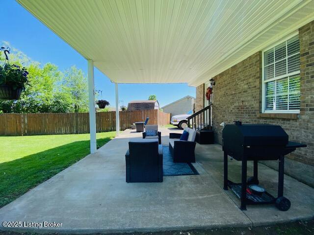 view of patio / terrace featuring outdoor lounge area and grilling area