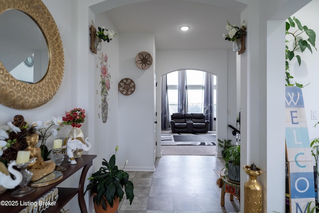 15803 Stonehouse Ct, Louisville, KY 40245 - hall featuring arched walkways and recessed lighting
