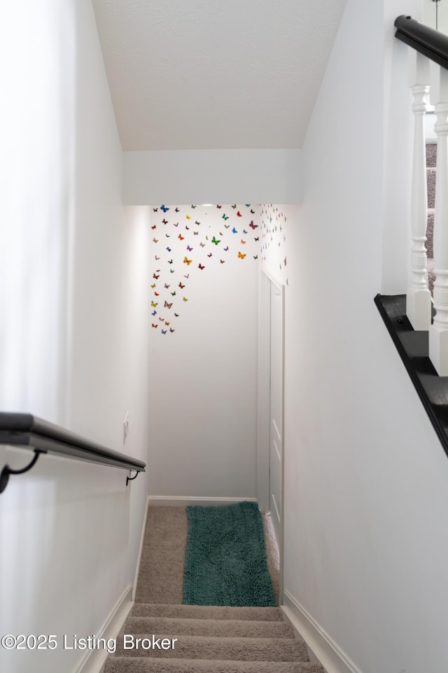 15803 Stonehouse Ct, Louisville, KY 40245 - stairway featuring carpet floors and baseboards