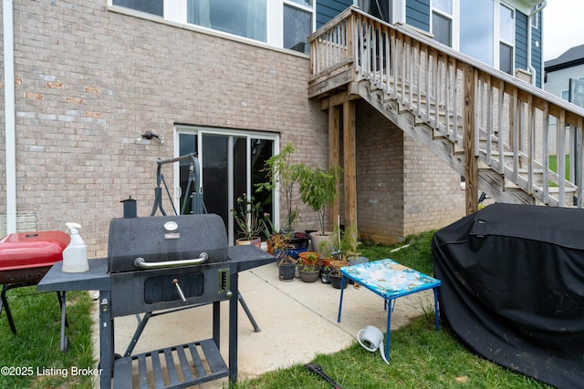 15803 Stonehouse Ct, Louisville, KY 40245 - view of patio featuring stairs, grilling area, and a wooden deck