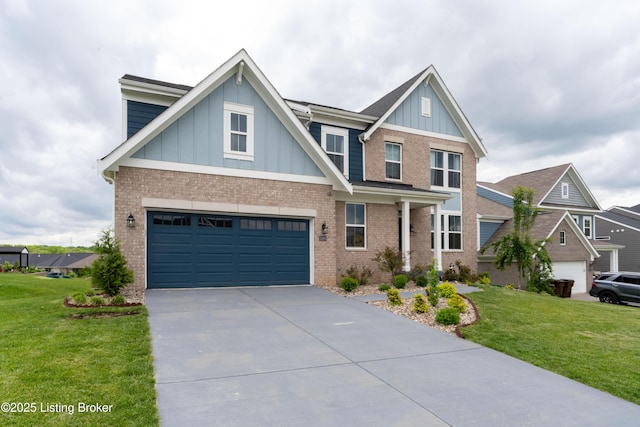 15803 Stonehouse Ct, Louisville, KY 40245 - craftsman inspired home featuring board and batten siding, brick siding, concrete driveway, and a front yard