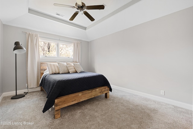 7006 Breakwater Pl, Prospect, KY 40059 - carpeted bedroom featuring a tray ceiling, baseboards, and ceiling fan